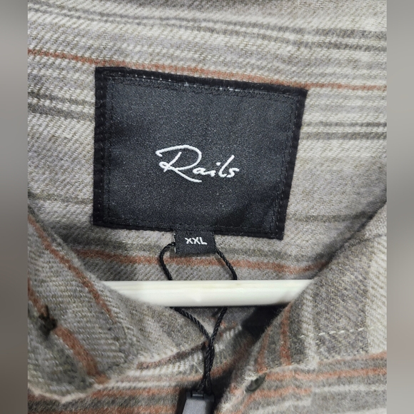 Rails Mens XXL Seaweed Moss Stripe Flannel Runson Button Down Shirt NWT - Picture 5 of 8